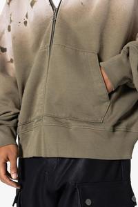 Sweat à capuche zippé pour homme, coupe oversize, délavé à l'acide, effet vieilli, style streetwear vintage, épais, effet délavé, veste à capuche oversize - Product Image 5