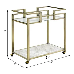 Carrito de Bar Decorativo de Metal Hecho a Mano de Lujo para Comedor, Carrito de Almacenamiento Rodante de Metal Hecho a Mano Premium para Cocina, Seguro y Plateado - Product Image 3