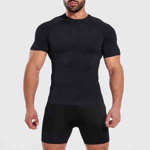 Chemise de compression décontractée intelligente pour homme Protego, sport, gym, extérieur, polyester/coton, col en V, manches courtes, été - Product Image 1