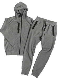Conjunto Deportivo Unisex de Color Sólido, Sudadera con Capucha y Cierre Completo, Pantalones, Ropa Casual de Otoño, Corte Regular, Material de Poliéster, Bolsillos Laterales - Product Image 6