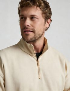 MEERA IMPEX <b>Men's</b> Fleece Lined 100% Cotton Winter <b>Cardigan</b> Stand Neck Solid Beige Color Loose Fit Wholesale Price - Product Image 4