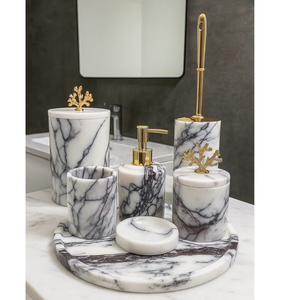Top Quality Eco-Friendly and Handmade Modern Three-piece Luxury Handmade Marble Soap Dispenser <b>Bathroom</b> <b>Accessory</b> <b>Set</b> - Product Image 1