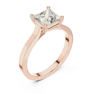 Bague de fiançailles solitaire en diamant de laboratoire taille princesse 1 carat, or massif 18 carats, à quatre griffes, pour cadeau de mariage ou de fête - Product Image 2