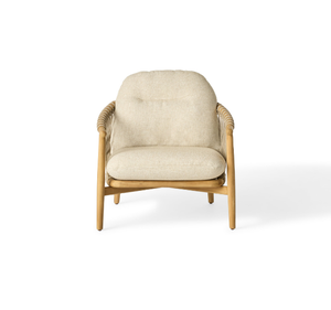 Sillón de Exterior Moderno de Madera de Teca Sólida con Laterales de Cuerda Tejida y Cojín Grueso para Patio, Terraza, Resort, Hotel - Product Image 2