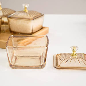 Wooden Walnut <b>Snack</b> Tray Dry Fruit Serving Tray Glass Bowls Partition Candy Dessert Dish Kitchen Tableware Wholesale OEM - Product Image 5