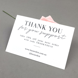 Tarjetas de Agradecimiento Minimalistas Blancas Premium Personalizadas con Código de Descuento <span class=keywords><strong>del</strong></span> <span class=keywords><strong>10</strong></span>% para Pequeñas Empresas - Product Image 3