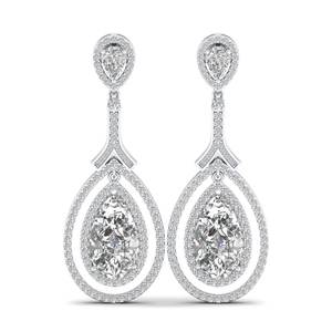 REYES - Pendientes de Moissanita con Forma de Gota de Agua, Diseño de Última Moda, en Oro Sólido de 14K, Regalo de Boda de Lujo, Joyería Fina para Mujer - Product Image 2
