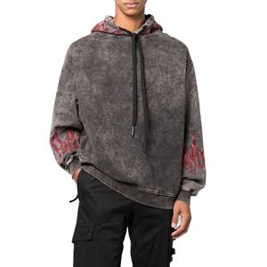 Sweat à capuche surdimensionné pour homme en molleton français 100% coton, poids lourd, délavé à l'acide, effet vieilli vintage, peinture délavée au soleil, respirant pour l'hiver - Product Image 1