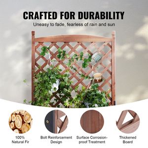 2 pz. Lettiere da Giardino Rialzate Autoportanti in Legno per Esterni 152x33x156 cm con Fori di Drenaggio per Piante e Recinzioni - Product Image 4
