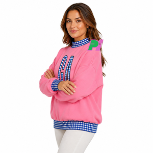 Sweat-shirt à col montant Georgia State avec lettrage et bordures à carreaux, sweat-shirt personnalisé à col montant GA, vêtement d'hiver - Product Image 4
