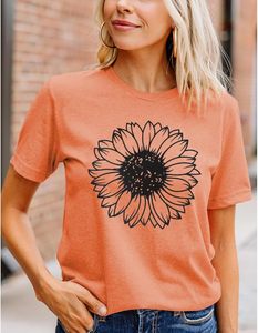 Camiseta Retro de Manga Corta de Algodón con Estampado de Girasoles, Transpirable, de Punto, Estilo Casual para Verano - Product Image 3