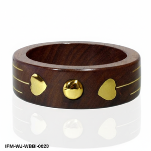 Handmade <b>Wooden</b> <b>Bangle</b> with Floral Brass Inlay Artisan Crafted Dark Wood Statement Bracelet for Women - Product Image 1