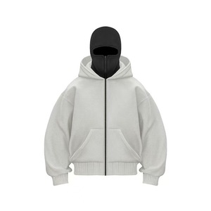 Factory Balaclava Hoodie Streetwear Half Zip up Double Layer Hoodies Custom logo Heavyweight High Quality Balaclava Zip Hoodie - Product Image 1