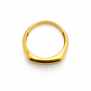 Anillo de Sello Rectangular para Hombre de Oro Amarillo de 18K con Micro Pavé de Circonita Cúbica, Pulido, Anillo de Declaración, Joyería para Boda y Fiesta, Regalo - Product Image 4