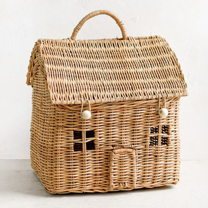 Panier en rotin tressé en forme de maison, paniers de rangement pour enfants, sacs à main pour jouets d'enfants et organisateur de rangement - Product Image 4