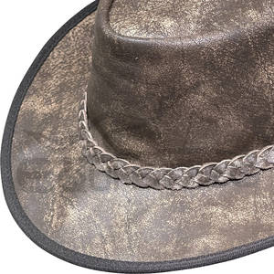 Chapeau de cowboy en cuir marron style vintage, imperméable, pour hommes et femmes, OEM, vente en gros, chapeau de pêche, chapeau de ranch, pour les voyages et les activités de plein air - Product Image 5