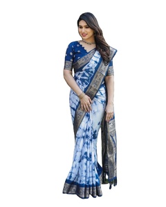 Demasiado bonito y hermoso Signatario puro con Bandhej de seda Dole suave para blusa de contraste Boutique con borde Dari completamente tejido - Product Image 2