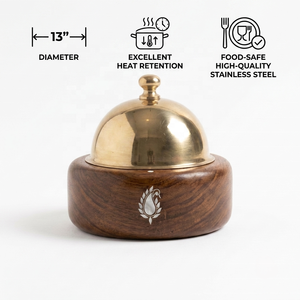 Handcrafted Wooden Casserole Hot <b>Pot</b> with Stainless Steel Cloche <b>Lid</b> & Shell Inlay Decorative Food Warmer for Gulf Wholesale - Product Image 4