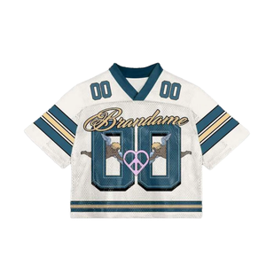 Camiseta Deportiva Retro de Fútbol Americano Personalizada OEM de Alta Calidad, Estilo Holgado y Corto, Tallas Grandes, para Verano - Product Image 4