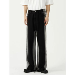 Vaqueros Baggy de Tela Elástica de Alta Calidad Personalizados para Hombre, Lavados con Efecto Desgastado, Bordados, Estilo Urbano Casual - Product Image 4