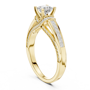 แหวนเพชรทรงปรินเซสคัท เพชรเลี้ยงในห้องปฏิบัติการ ทอง 14K 18K แบบฝังช่อง แหวนแบบแยกก้าน 1.15 กะรัต DEF VVS ฝังเพชรแบบละเอียด แหวนหมั้น ODM - Product Image 4