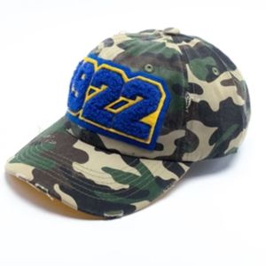 1922 Distressed <b>Camo</b> Chenille <b>Cap</b> Embroidered Patch Baseball Hat Adjustable Casual Vintage Outdoor Headwear Custom Wholesale - Product Image 1