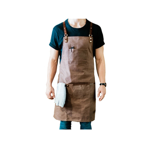 Brown Leather <b>Apron</b> With Pockets And Adjustable Straps For Workshop Use - Product Image 4
