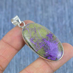 สร้อยคอจี้รูปไข่ทำมือจากเงินแท้ 925 ชุบทองและโรเดียม ประดับด้วยพลอยพูร์ปิริต เครื่องประดับสไตล์โบโฮ คริสตัลบำบัด - Product Image 5