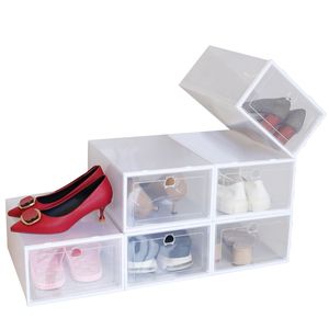 Organisateur de chaussures pliable transparent en PP, 6 pièces, anti-poussière, empilable, bac de rangement pour chaussures - Product Image 2