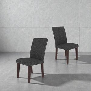 Ensemble de 2 chaises de salle à manger rembourrées gris et marron 25 po x 17,7 po x 37,8 po - Product Image 4