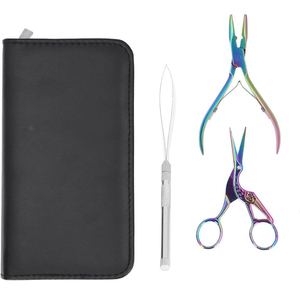 Kit de herramientas ecológicas de acero inoxidable Rainbow para extensiones de cabello: Alicates profesionales de mandíbula plana, peine de cola de rata y herramienta de seccionamiento - Product Image 6