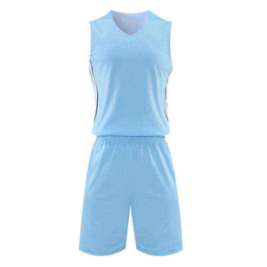 Ensemble de maillots de basket personnalisés sans manches, col en V, bleu foncé avec accents rouges, short à cordon de serrage anti-humidité, coupe classique, toutes saisons - Product Image 4