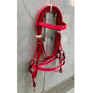 Juego de Brida para Caballo de PVC Rosa Rojo con Riendas a Juego, Duradero, Impermeable, Ajustable, con Accesorios de Acero Inoxidable, en 4 Tamaños - Product Image 3