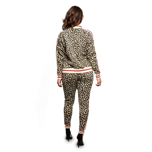 Conjunto de Dos Piezas para Mujer: Cárdigan Abierto Estampado con Nudo y Manga Larga, Pantalones Largos Ajustados a la Moda, Atuendo Otoño-Invierno - Product Image 4