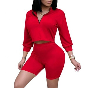 New Arrivals Woman Top Fashionable 2022 Spring Women s Clothing <b>Booty</b> Shorts 100% Polyester Fabric Polo Collar Zipper Tops - Product Image 2