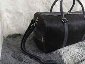 Bolsa de Viaje de Cuero Genuino, Estilo Vintage, Hecha a Mano, con Cierre, Gran Capacidad, LHDB-0053 - Product Image 2