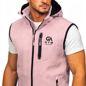 GA GYM ACTIVE Veste matelassée unisexe à capuche, fermeture éclair quart de tour, en polaire, coupe-vent, respirante, col montant, style sportif, pour l'automne, avec logo frontal - Product Image 2
