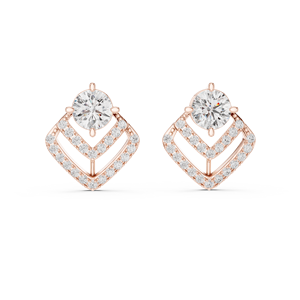 Pendientes de Diamantes en Oro Rosa, Corte Brillante Redondo, Color G, Diamantes de Laboratorio, Joyería de Lujo para Bodas, para Mujer - Product Image 1