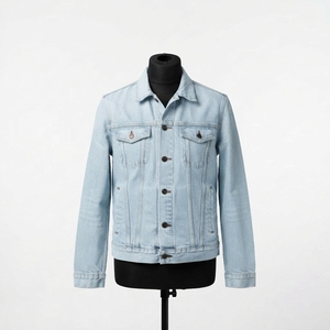 Professional Regular Fit Men's Winter Denim Hooded Jacket <b>Stand</b> Collar Front Casual Outdoor Breathable Customizable 100% Cotton - Product Image 1