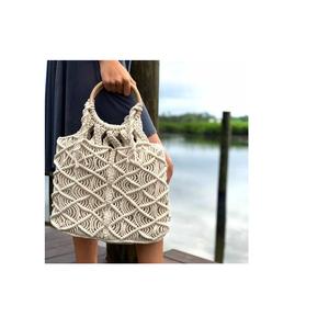 Bolso de Mano Personalizado para Mujer, Tejido a Mano con Borlas de Macramé, de Hilo de Algodón, con Borlas Decorativas Colgantes - Product Image 5