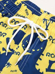 Pantalones Cortos de Playa para Hombre, Color Amarillo, Verano, Bonitos, para Vacaciones, Cintura Elástica con Cordón, Estampado de Dinosaurios, Estilo Hawaiano - Product Image 4
