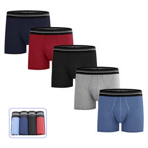 Paquete Combinado de Calzoncillos Boxer Transpirables de Cintura Media para Hombre, en Spandex/Modal, Tejido de Punto, Tinte Liso, Diseño Sólido - Product Image 5