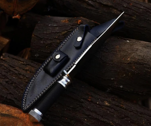 มีดล่าสัตว์เกรดอุตสาหกรรม Afernon Industry ใบมีดเหล็กดามัสกัส  ปลายใบมีดหยัก  ด้ามหนัง  ยาว 20 ซม. รับประกัน 3 ปี - Product Image 4
