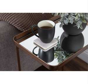 Mesa de Centro Moderna de Metal con Tapa de Vidrio Espejado, Muebles Contemporáneos para Sala de Estar - Product Image 5