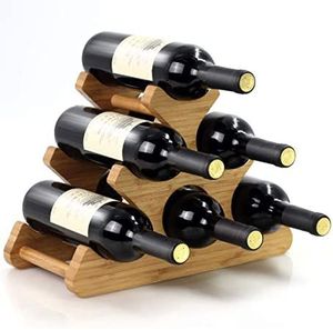 Porte-vin en bambou, organisateur de vin de table, rangement de vin de luxe, porte-bouteilles moderne, présentoir à vin rustique, bois artisanal - Product Image 1