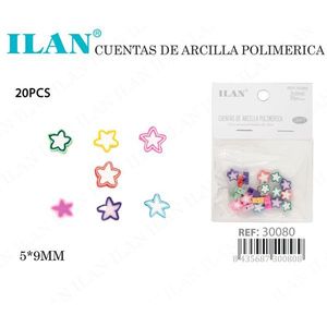Cuentas de arcilla polimérica Ilan en forma de estrella, 5x9mm, 20 piezas para la fabricación de joyas - Product Image 3