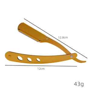 Rasoir pliant non électrique à lame en acier inoxydable, manche métallique, lames remplaçables pour le rasage de la barbe, la coupe des sourcils et des poils du corps - Homme - Product Image 4