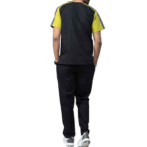 Blouse de laboratoire OEM pour hommes, noire et jaune, à manches courtes, en polyester tissé, uniforme d'hôpital pour usage médical - Product Image 2