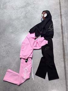 Sweat-shirt à capuche rose personnalisé avec fermeture éclair, 100 % coton, molleton doux et uni, coupe oversize, style streetwear décontracté, fermeture éclair intégrale - Product Image 2