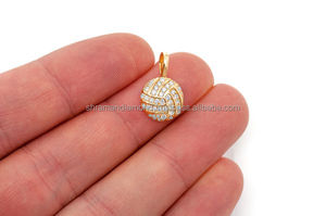 10K <b>Solid</b> <b>Gold</b> Fine <b>Pendants</b> & Charms Trendy Soccer Volley Ball Tiny Natural Diamond Aesthetic Hip Hop Style Custom Iced Jewelry - Product Image 6